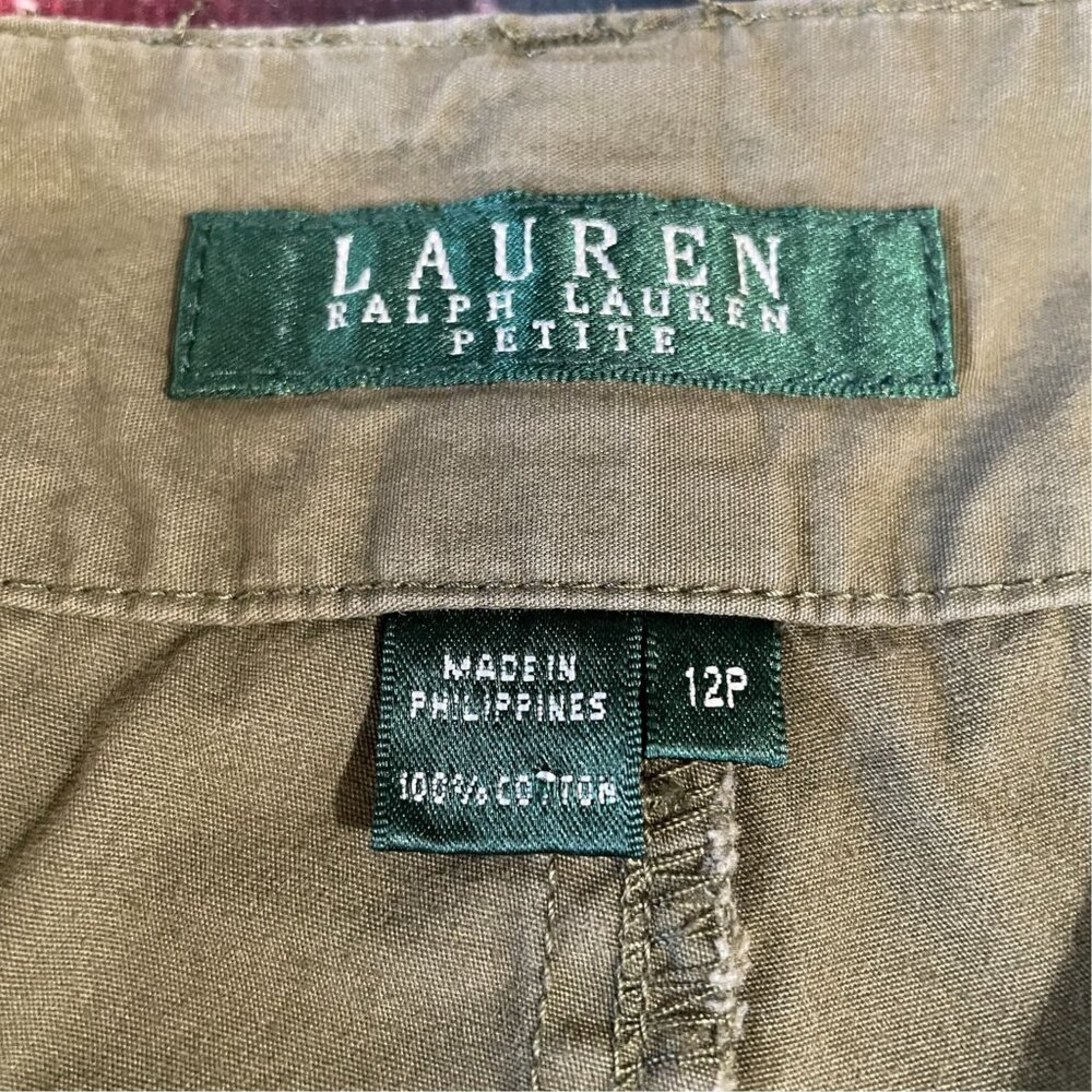 Lauren Ralph‎ Lauren Olive Utility Shorts 12P Cotton Gorpcore Outdoor Summer - Picture 3 of 7